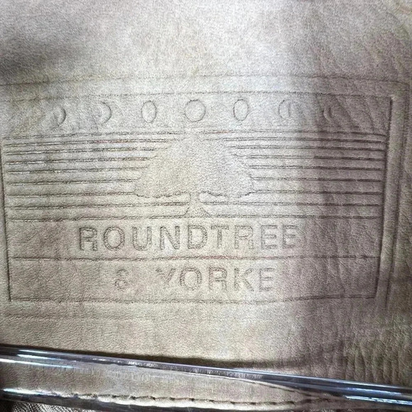 Roundtree & Yorke Mens L Genuine Leather Bomber Jacket Tan Diamond Quilted Liner - Picture 13 of 16